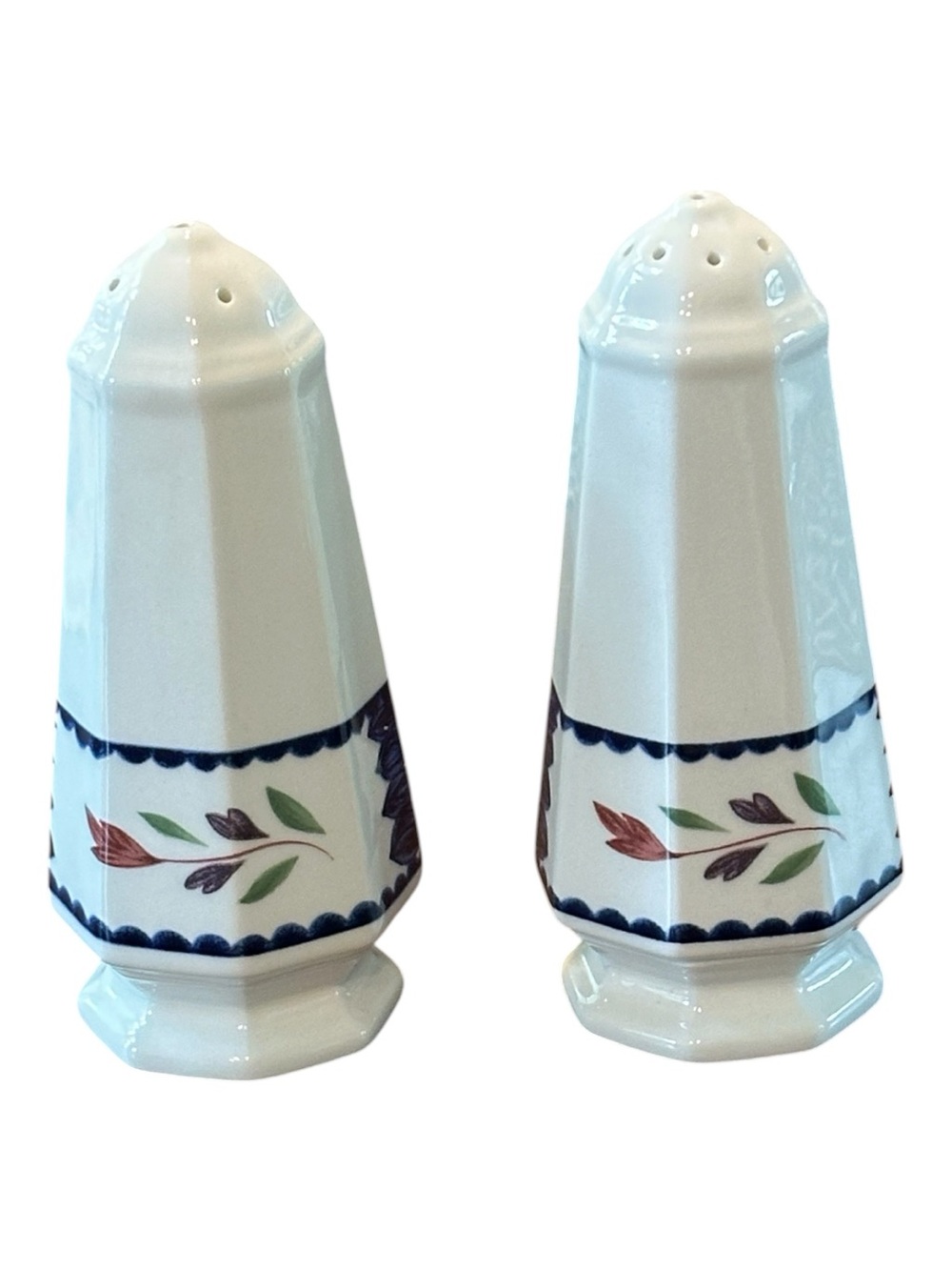 Adams White Porcelain Floral Salt and Pepper Shakers